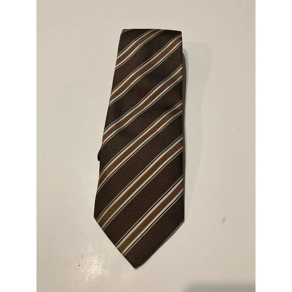 Hugo Boss Brown Striped Silk Tie